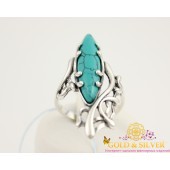Серебряное женское кольцо с бирюзой Олеся 1228b